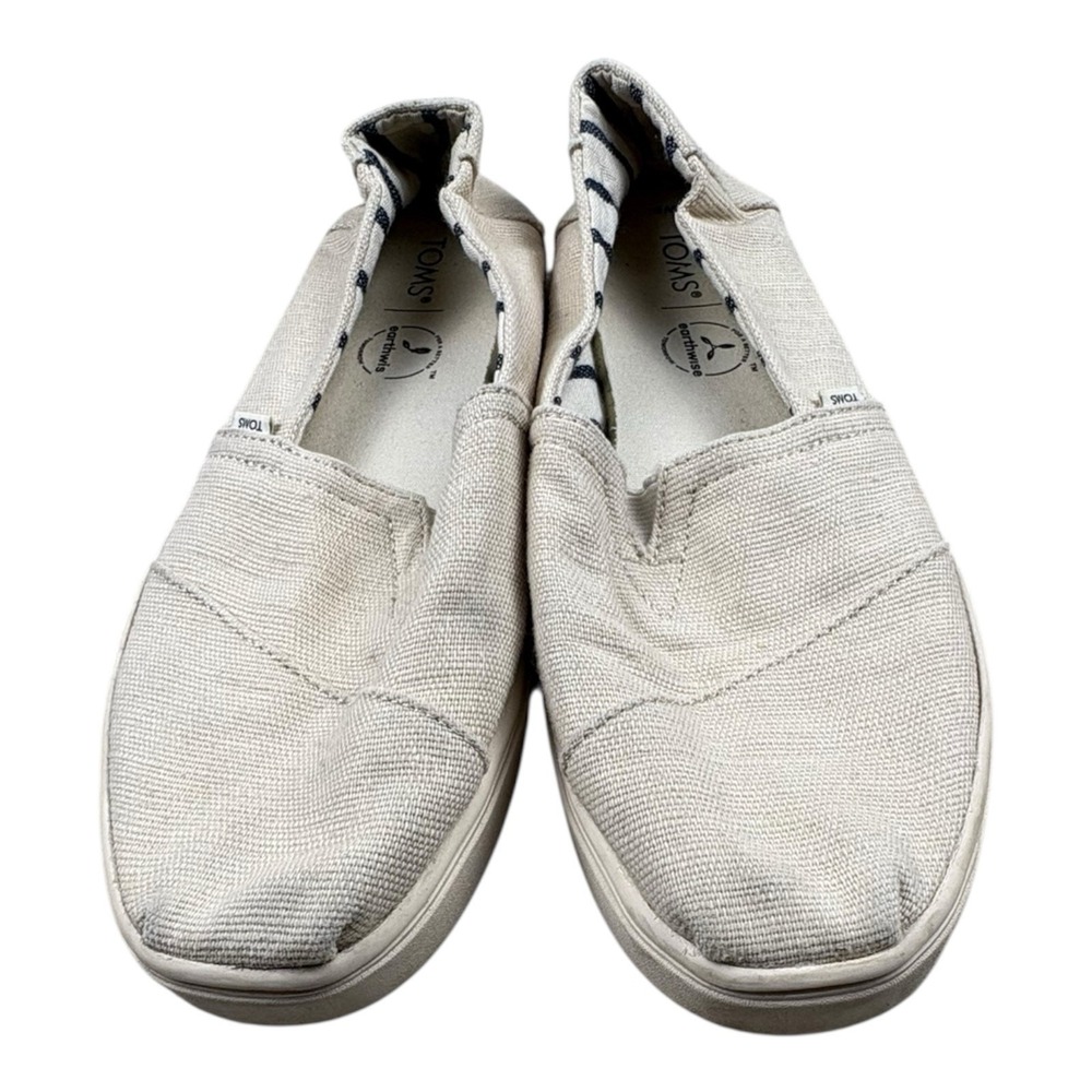 TOMS Earthwise Slip-On Shoes Women's Size 8W Off-White Canvas‎